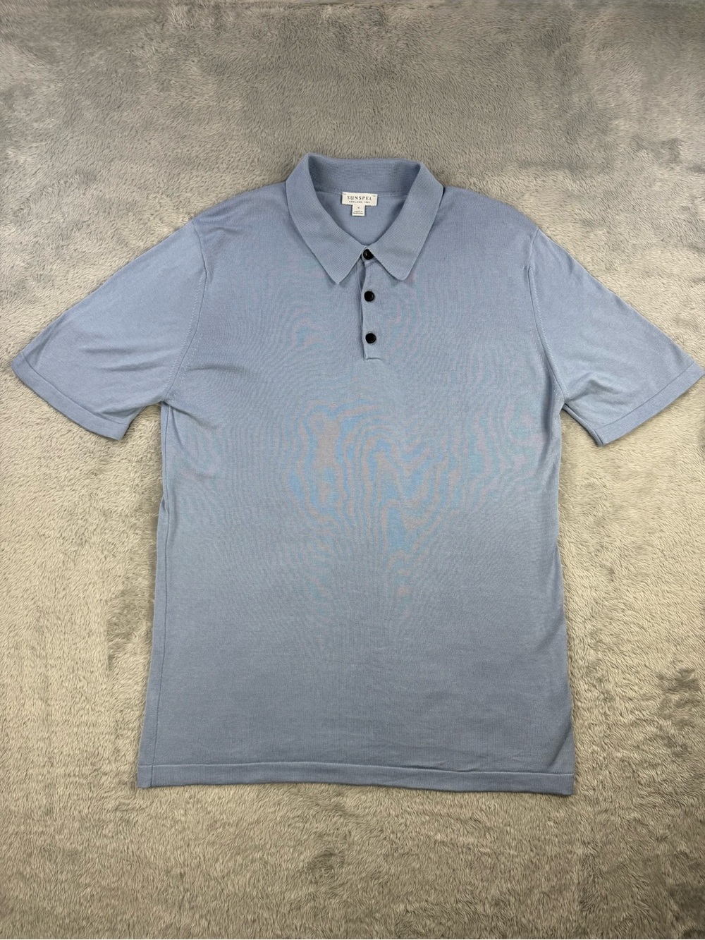 Sunspel Piqué Polo Shirt Powder Blue Supima Cotton Men’s Small